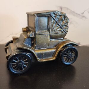 Metal Car Bank Pill Box Coupe Banthrico ROLLS Advertising Nutley NJ Bronze VTG
